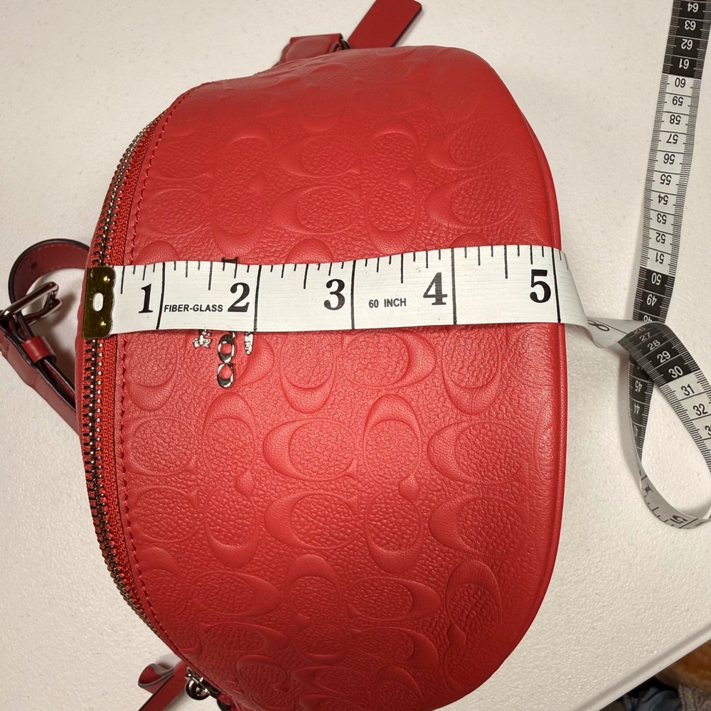 Coach Court Belt Bag Red Signature Embossed Leather Fanny Pack Waist Bag F84711 - Picture 14 of 15